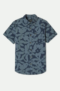 Charter Short Sleeve Button Up - Washed Navy/Azure Blue Floral