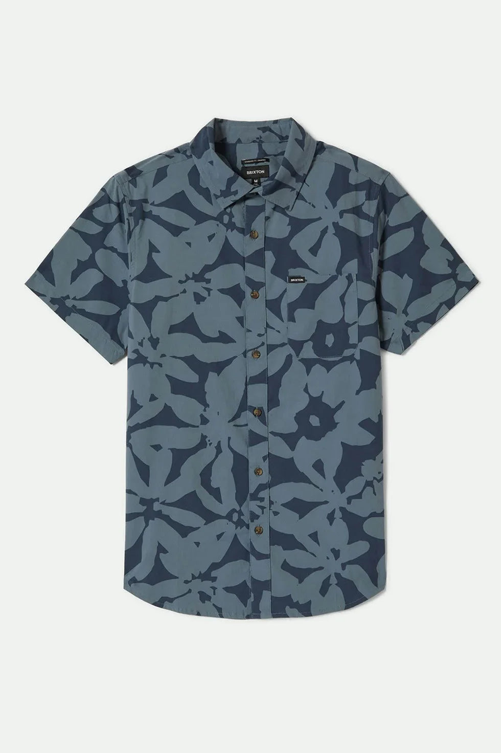 Charter Short Sleeve Button Up - Washed Navy/Azure Blue Floral