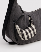 Load image into Gallery viewer, Crescent Bag Charm - Black and Cream Gingham
