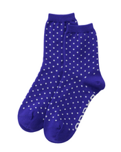 Load image into Gallery viewer, Crew Sock - Micro Blue and White Polka Dot
