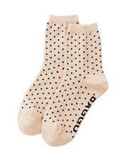 Load image into Gallery viewer, Crew Sock - Micro Cream and Black Polka Dot
