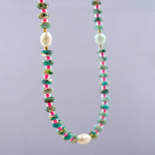 Load image into Gallery viewer, Turquois and Pearl Pebble Necklace
