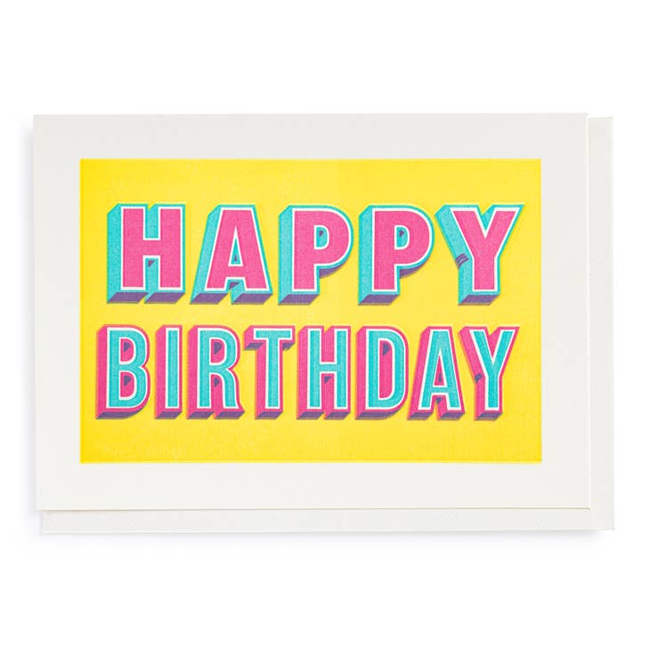 Neon Happy Birthday Card - Tigertree