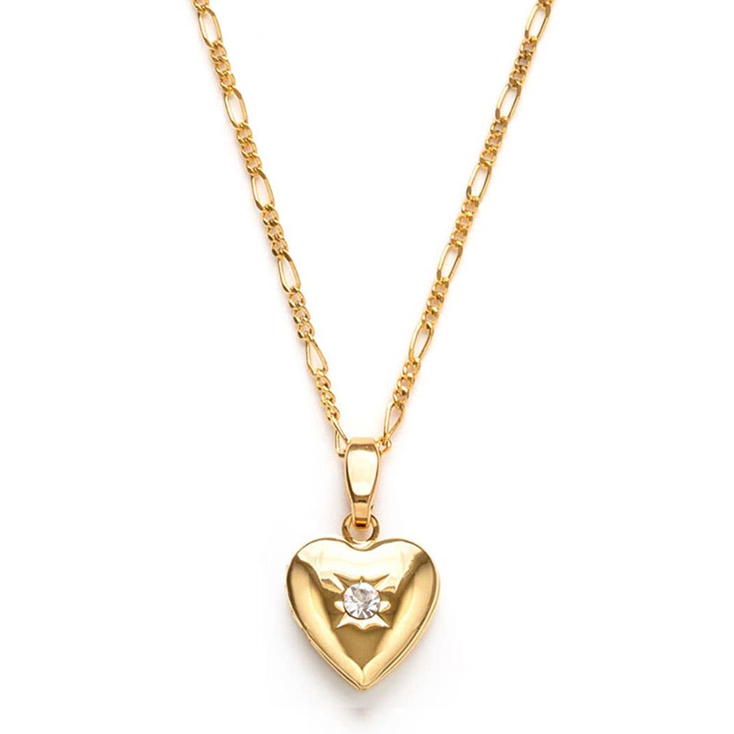 Small Heart Enamel Locket - Crystal - Tigertree