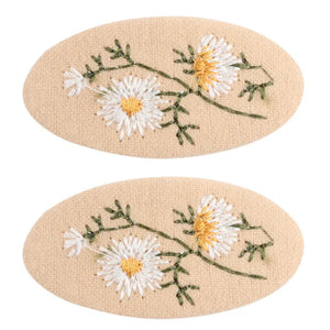 Fabric Floral Embroidery Hair Clip - Tigertree