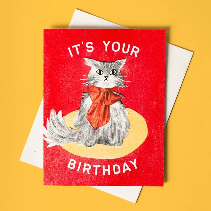 It's Your Birthday Bow Cat Card