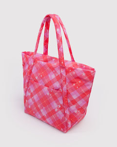 Cloud Bag- Pink Star Plaid
