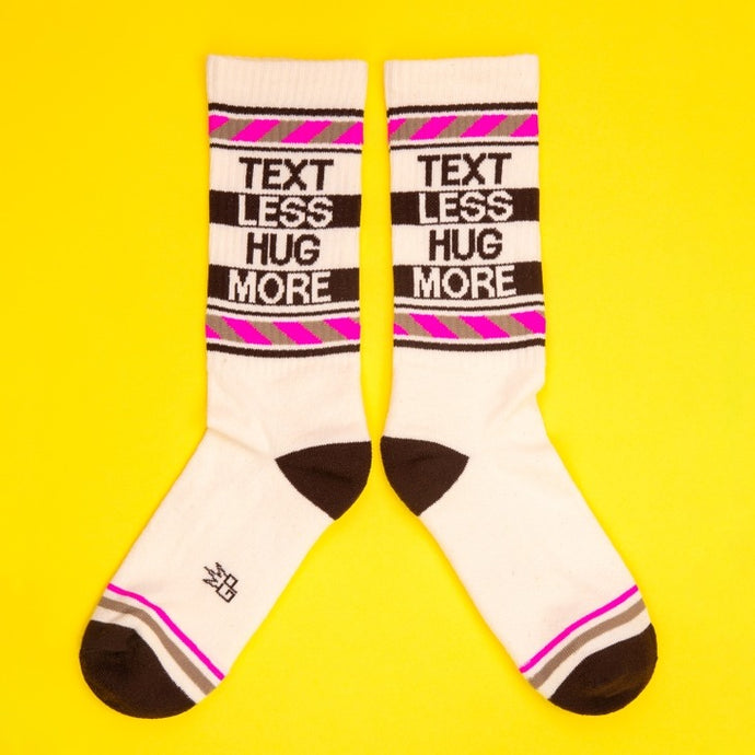 Text Less Hug More Gym Crew Socks - Tigertree