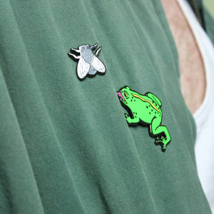 Frog + Fly Enamel Pin Set