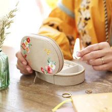 Load image into Gallery viewer, Oval Embroidered Floral Jewelry Box
