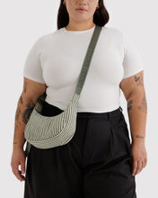 Load image into Gallery viewer, Small Nylon Crescent Bag - Sage Stripe
