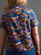 Load image into Gallery viewer, Camp Shirt - Blue Horses
