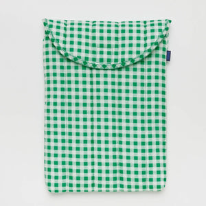 Puffy Laptop Sleeve 13/14" - Green Gingham - Tigertree