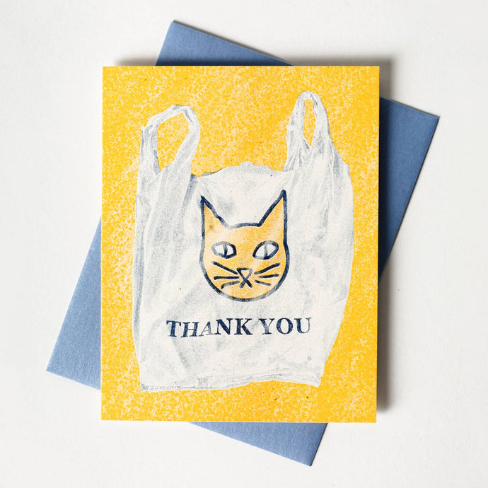 Thank You Cat Bag Risograph Card - Tigertree