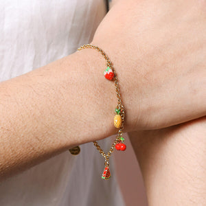 Enamel Fruit Charm Bracelet