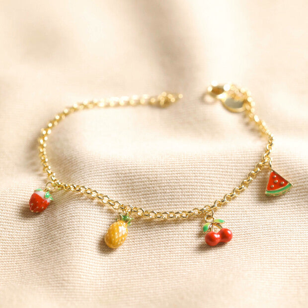 Enamel Fruit Charm Bracelet