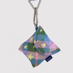 Puffy Earbud Case- Green Star Plaid