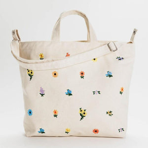 Horizontal Zip Duck Bag - Embroidered Ditsy Floral