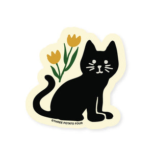 Black Cat Tulips Sticker