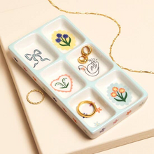 Load image into Gallery viewer, Blue Floral Trinket Tray
