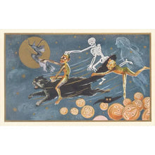 Load image into Gallery viewer, Ghoul Riding Black Cat Postcard
