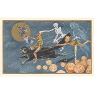 Ghoul Riding Black Cat Postcard