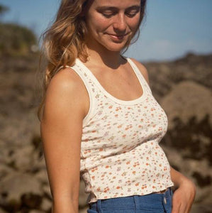 Hemp Rib Tank - Orange Grape Floral