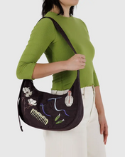 Load image into Gallery viewer, Medium Nylon Crescent Bag- Embroidered Get Ready With Me
