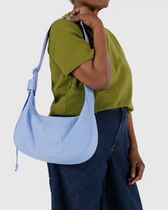 Medium Nylon Crescent Bag- French Blue