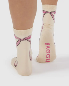 Crew Sock- Pink Bow