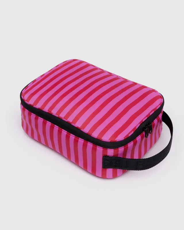 Lunch Box- Pink & Red Painted Stripe