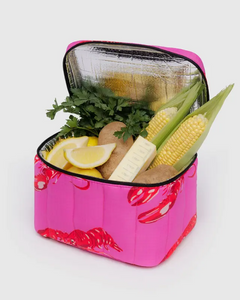 Puffy Lunch Bag- Pink Lobster