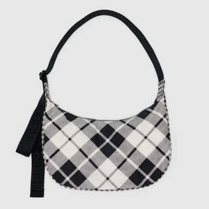 Medium Nylon Crescent Bag- Mixed Plaid - Tigertree