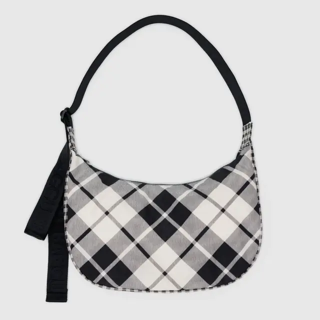 Medium Nylon Crescent Bag- Mixed Plaid - Tigertree
