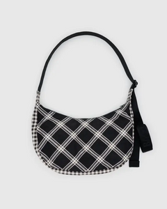 Medium Nylon Crescent Bag- Mixed Plaid - Tigertree