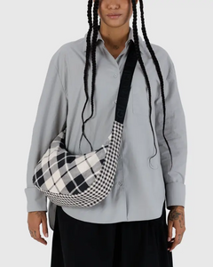 Medium Nylon Crescent Bag- Mixed Plaid - Tigertree