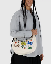 Load image into Gallery viewer, Medium Nylon Crescent Bag- Embroidered Painted Prairie - Tigertree
