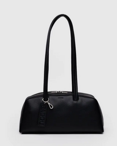 Recycled Leather Bowler Bag- Black