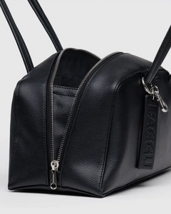 Recycled Leather Bowler Bag- Black