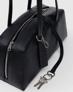Recycled Leather Bowler Bag- Black