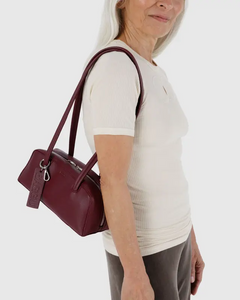 Small Recycled Leather Bowler Bag- Mahogany - Tigertree