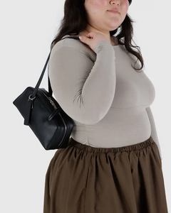 Small Recycled Leather Bowler Bag- Black - Tigertree
