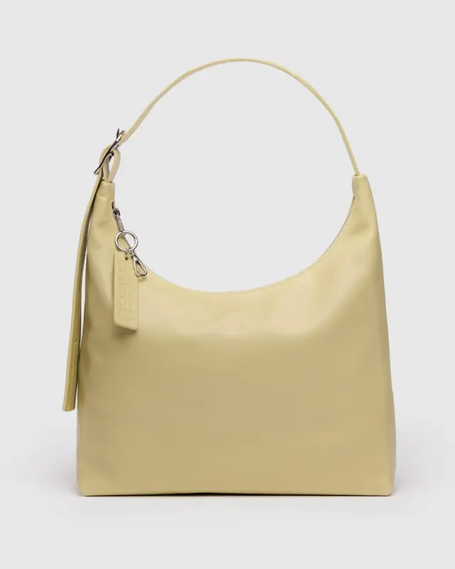 Recycled Leather Shoulder Bag- Straw