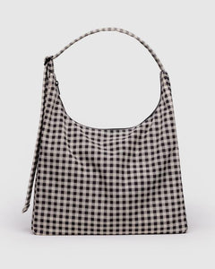 Nylon Shoulder Bag- Black & White Gingham