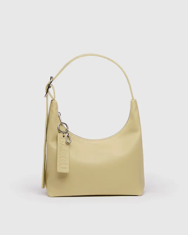 Mini Recycled Leather Shoulder Bag- Straw