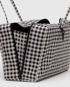 Medium Nylon Bowler Bag- Black +& White Gingham - Tigertree