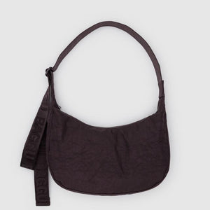 Medium Nylon Crescent Bag- Chocolate Plum