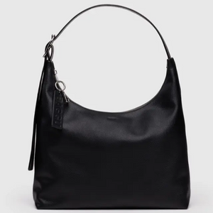 Recycled Leather Shoulder Bag- Black