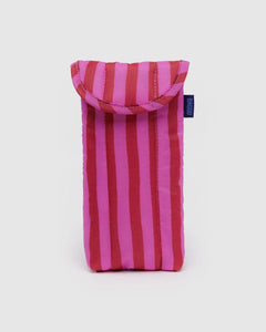 Puffy Glasses Sleeve- Pink & Red Painted Stripe