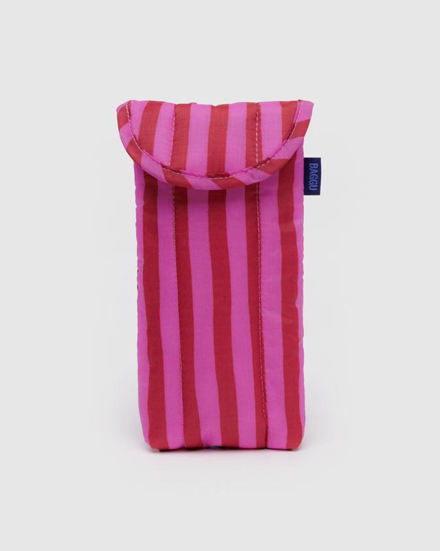 Puffy Glasses Sleeve- Pink & Red Painted Stripe